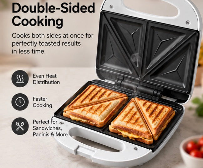 Bytevero™ GrillMate — Double-Sided Sandwich & Panini Maker