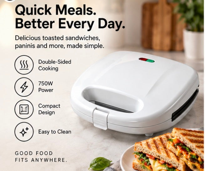 Bytevero™ GrillMate — Double-Sided Sandwich & Panini Maker